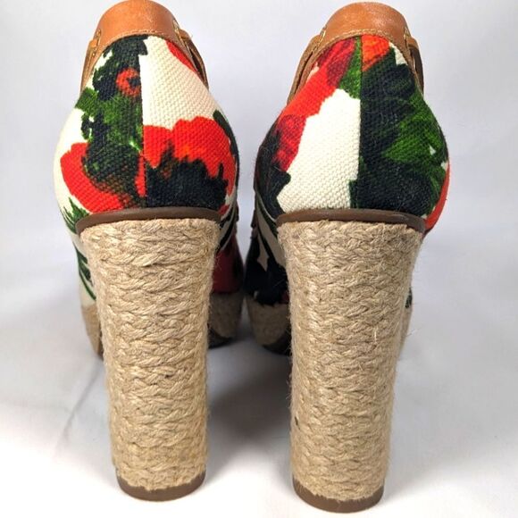 Milly for Sperry A/O Platform Heels in Roses Print Canvas/Cognac Size 7.5 - Picture 5 of 12